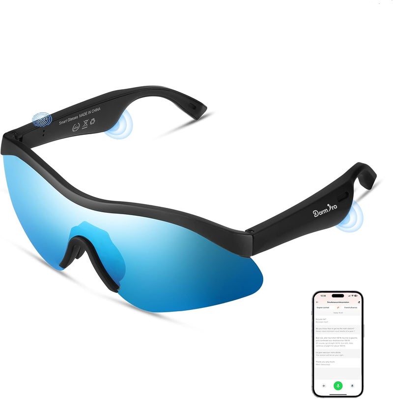 Dormiro Smart Glasses,AI Glasses,Bluetooth Sunglasses for Men/Women,150+ Languages Real-time Translation,Nano IPX7 Waterproof,Open Ear Headphones,Phone Voice/Touch Control Travel Cycling - Image 1